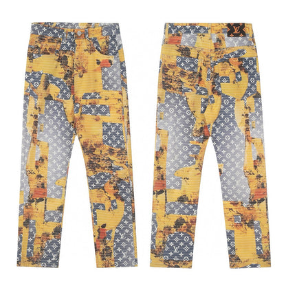 Patchwork pattern jeans