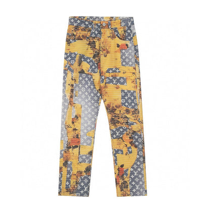 Patchwork pattern jeans