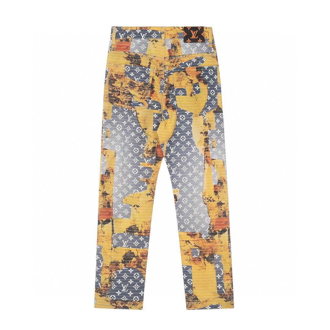 Patchwork pattern jeans