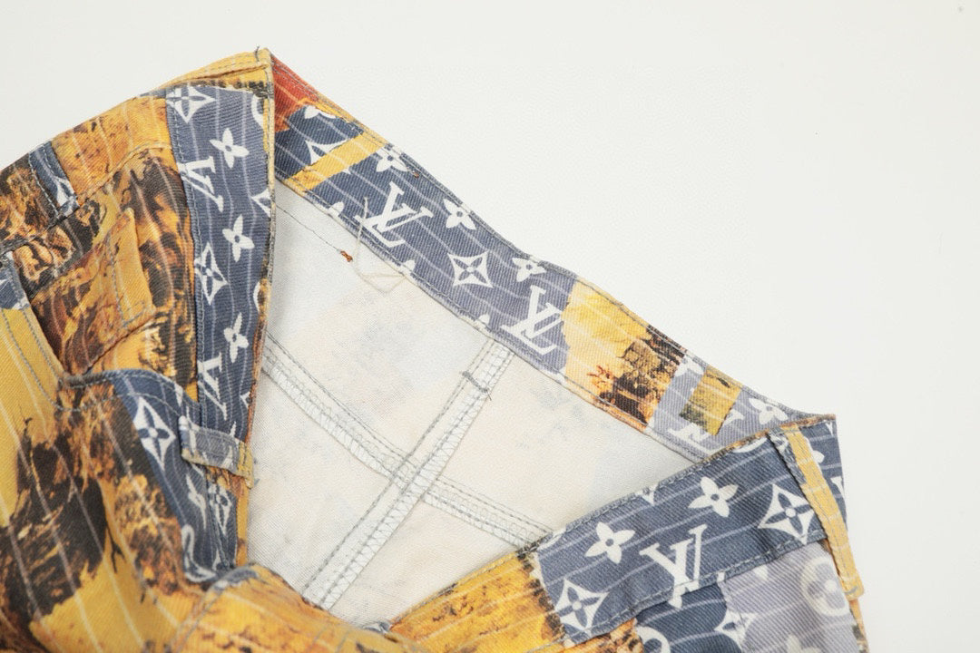 Patchwork pattern jeans