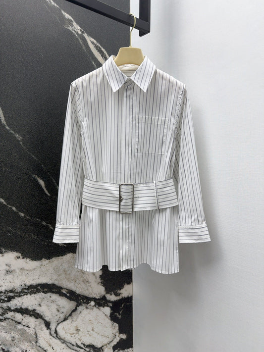 ew arrival in early spring: waisted striped white shirt