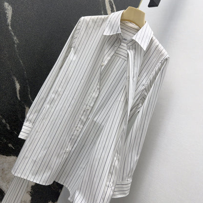 ew arrival in early spring: waisted striped white shirt