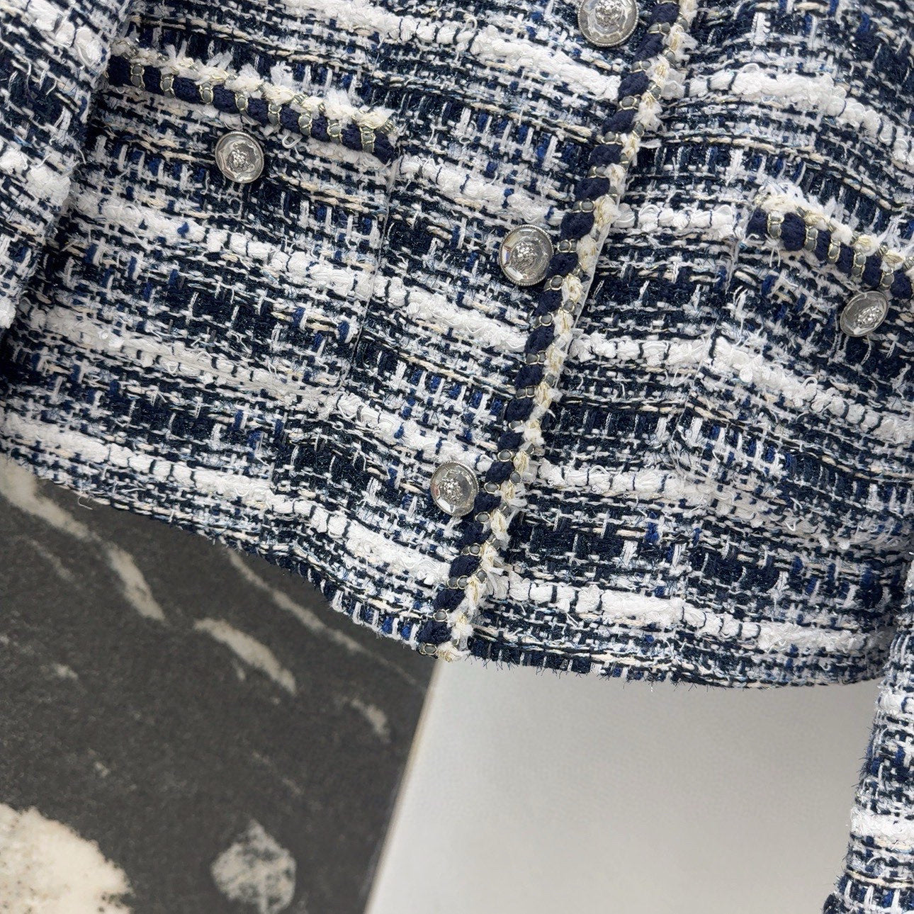 New arrival in early spring: Chanel-style woven tweed jacket