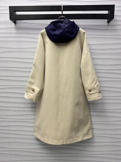 Reversible hooded trench coat