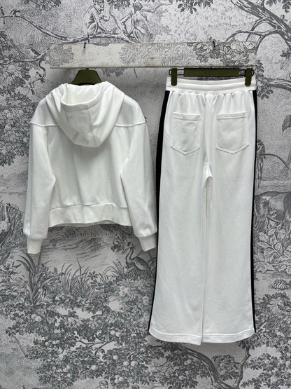 Hooded Zipper Sweatshirt + Chic Wide Leg Pants