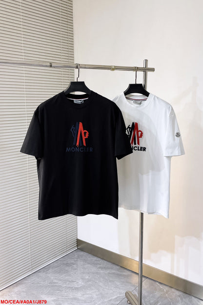 Mon Spring/Summer new metal logo on chest t-shirt