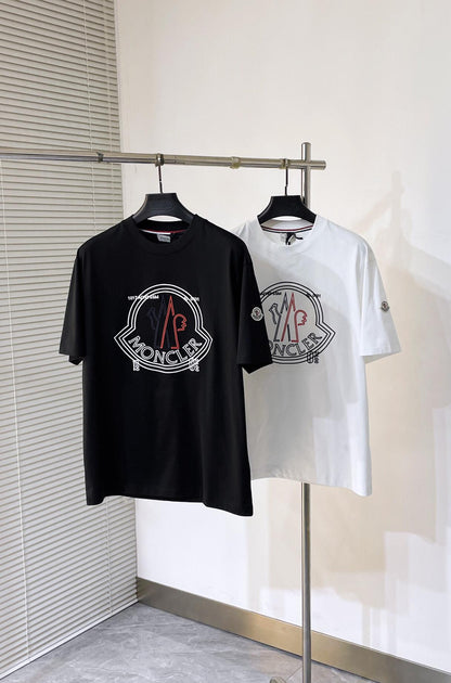 Mon Spring/Summer new metal logo on chest t-shirt