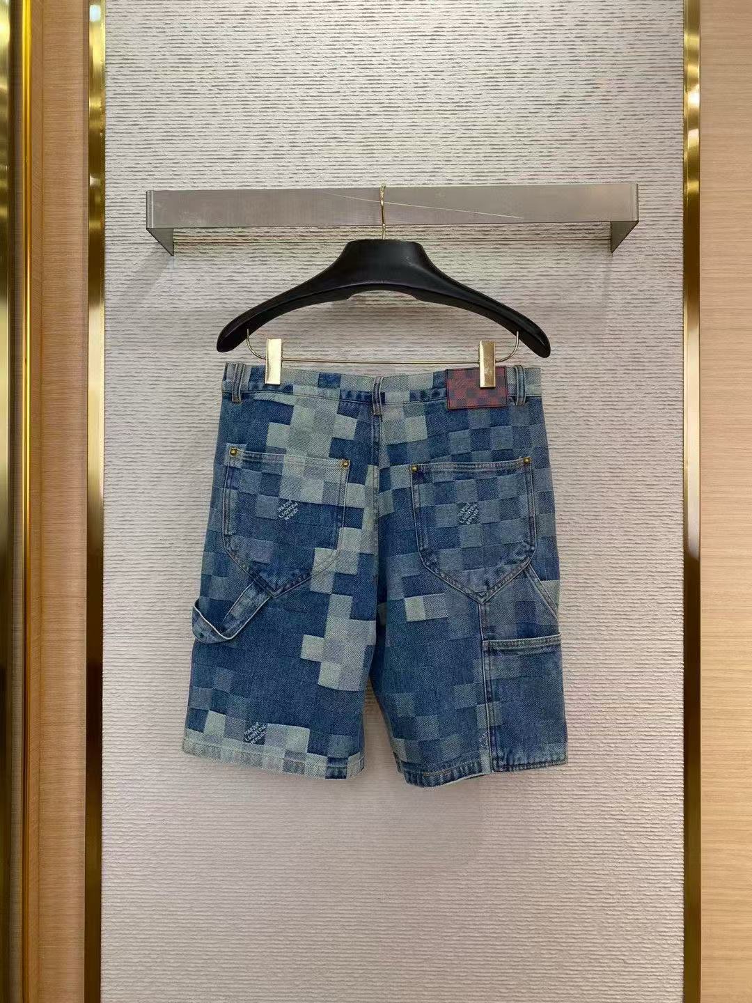 Mosaic denim shorts