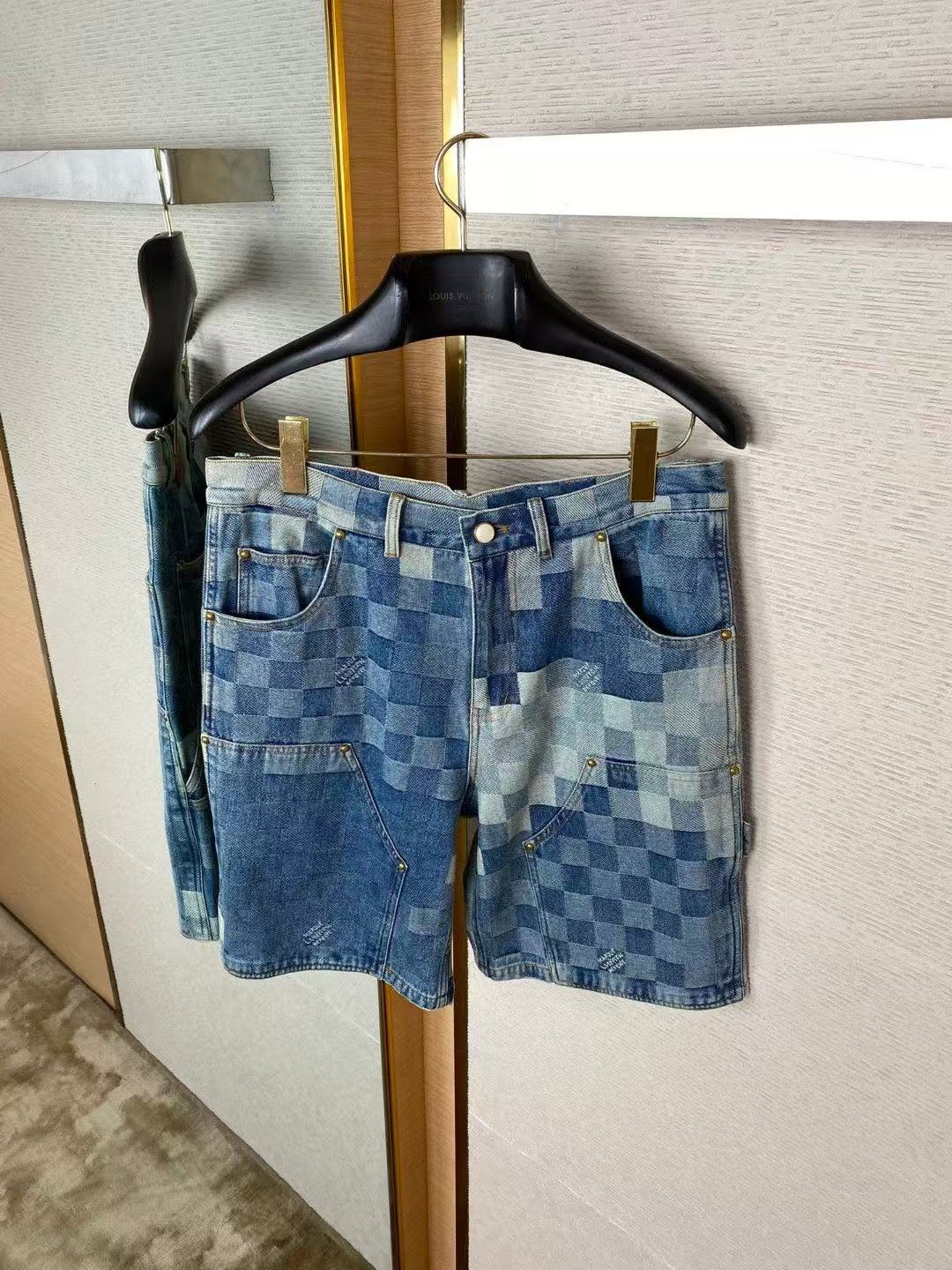 Mosaic denim shorts