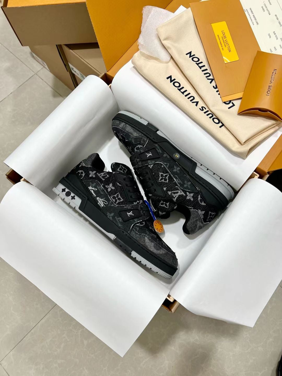 L New Black Denim Sneakers