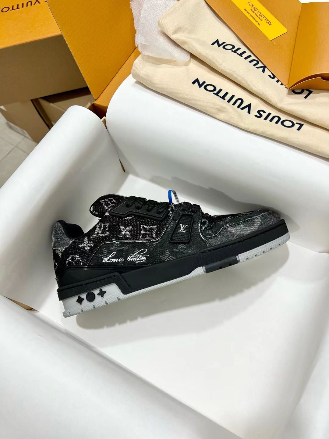 L New Black Denim Sneakers