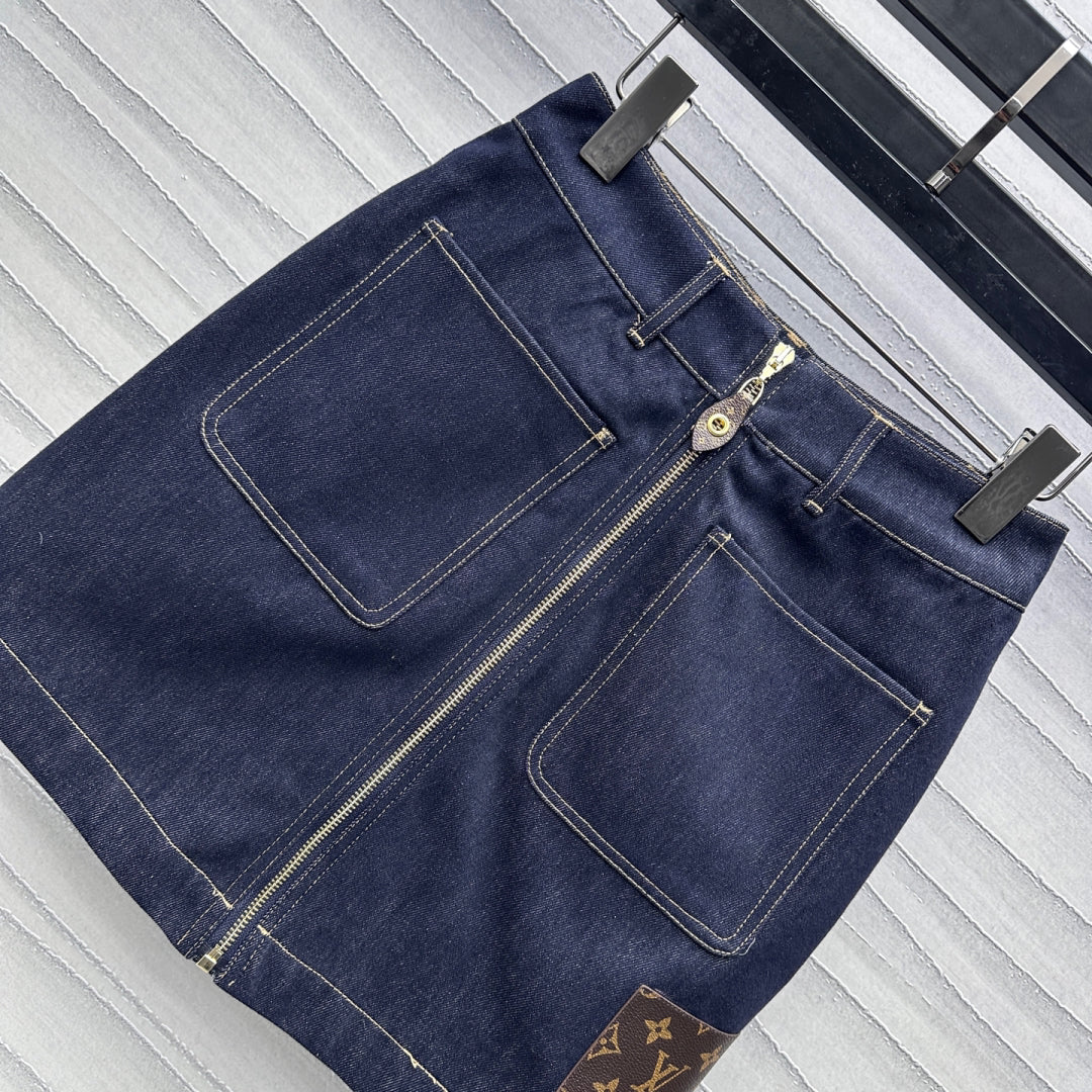 25 New Arrivals Leather Brand Zipper Denim Skirt