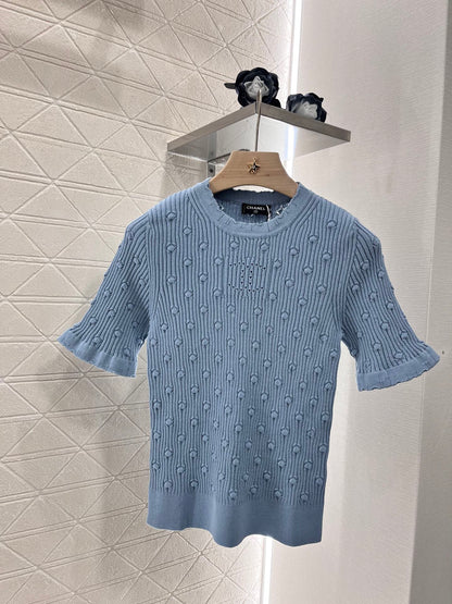 Hollow 3D pattern knitted short sleeves