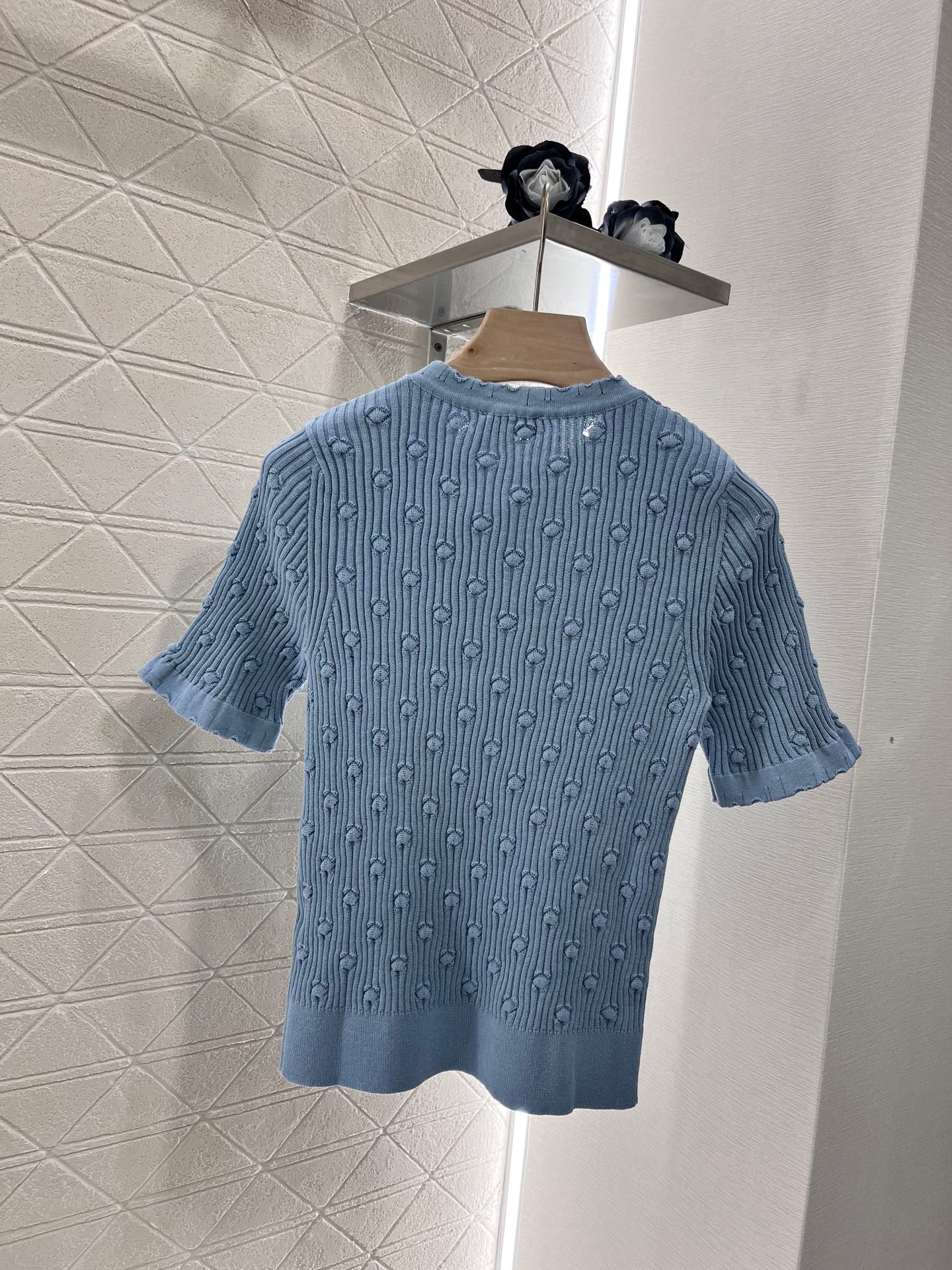 Hollow 3D pattern knitted short sleeves