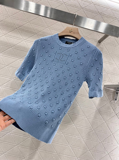 Hollow 3D pattern knitted short sleeves