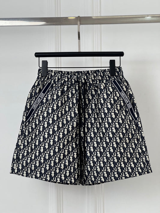 25ss dd early spring blue taffeta jacquard shorts