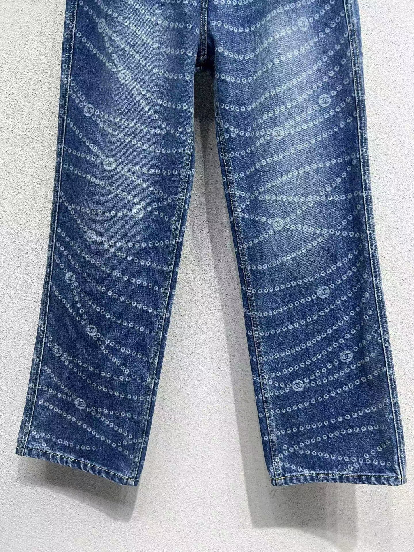 All over printed laser burnt jeans