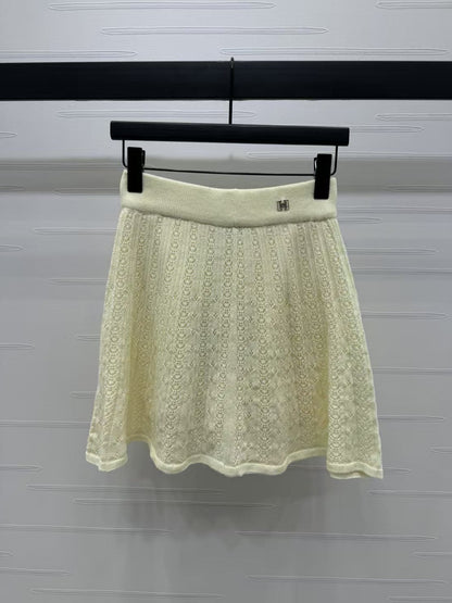 Round neck short sleeves➕knitted skirt suit