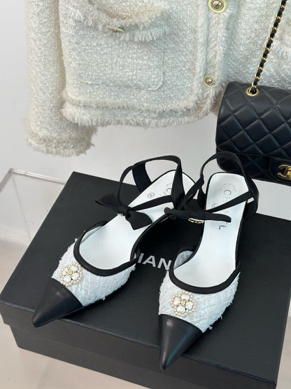 C 24 Bow tie pearl high heels