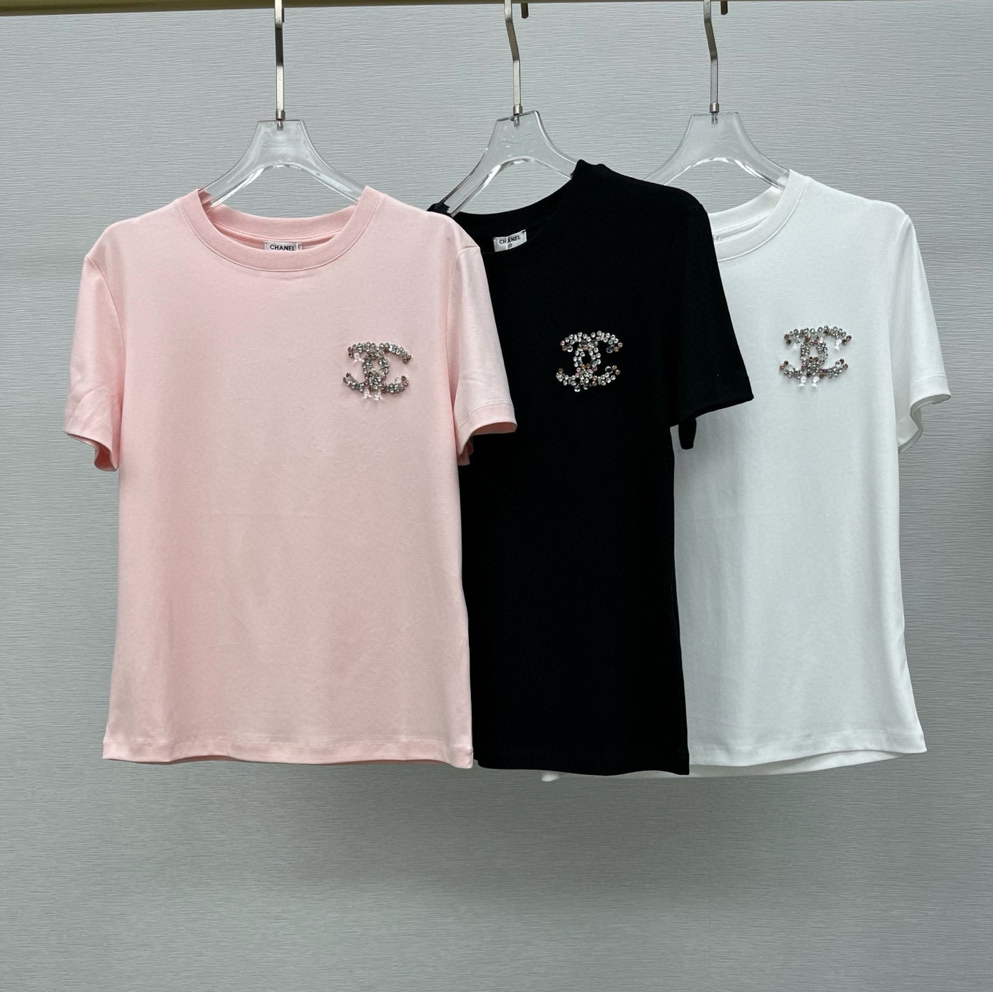 25 series new hand-made diamond short-sleeved T-shirt