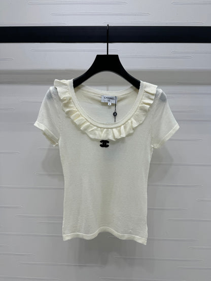 25 Spring and Summer Lace Collar Knitted Short Sleeve