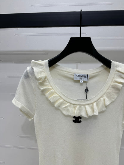 25 Spring and Summer Lace Collar Knitted Short Sleeve