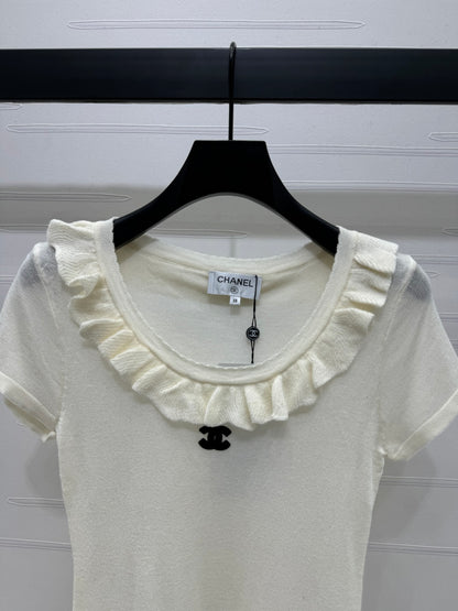 25 Spring and Summer Lace Collar Knitted Short Sleeve