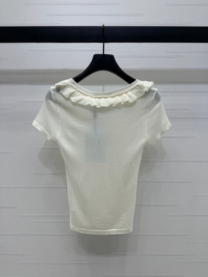 25 Spring and Summer Lace Collar Knitted Short Sleeve