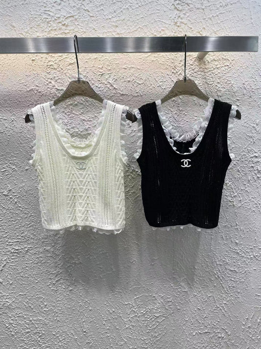 25 Spring New Arrival Lace Stitching Knitted Vest