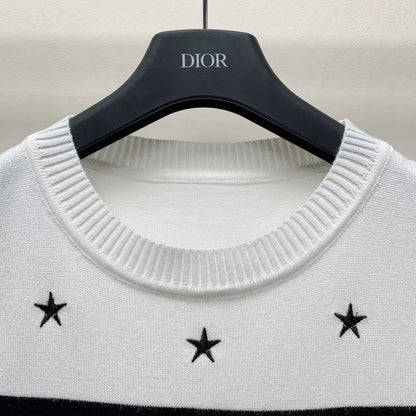 25ss round neck embroidered knitted sweater short sleeves