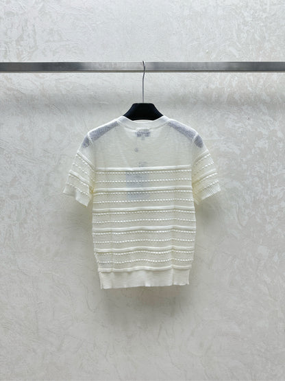 25 Early Spring Logo Knitted Round Neck Short Sleeve Top