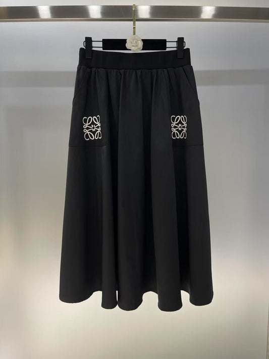 25ss new style skirt with thread waistband and logo embroidery