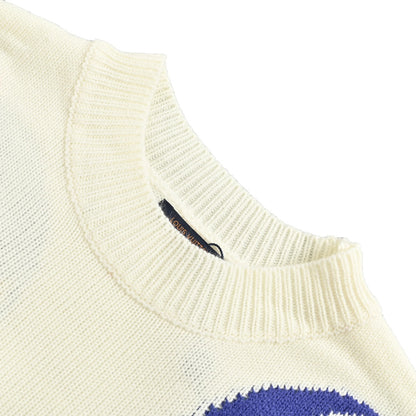 jacquard knit crew neck sweater