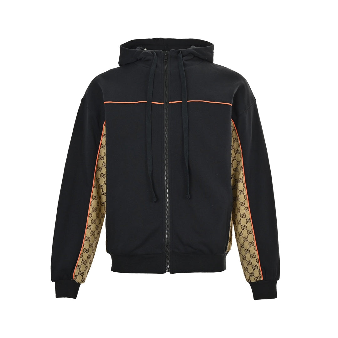 Presbyopic patchwork zipper hooded jacket