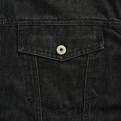 Denim jacket with hollow patch logo