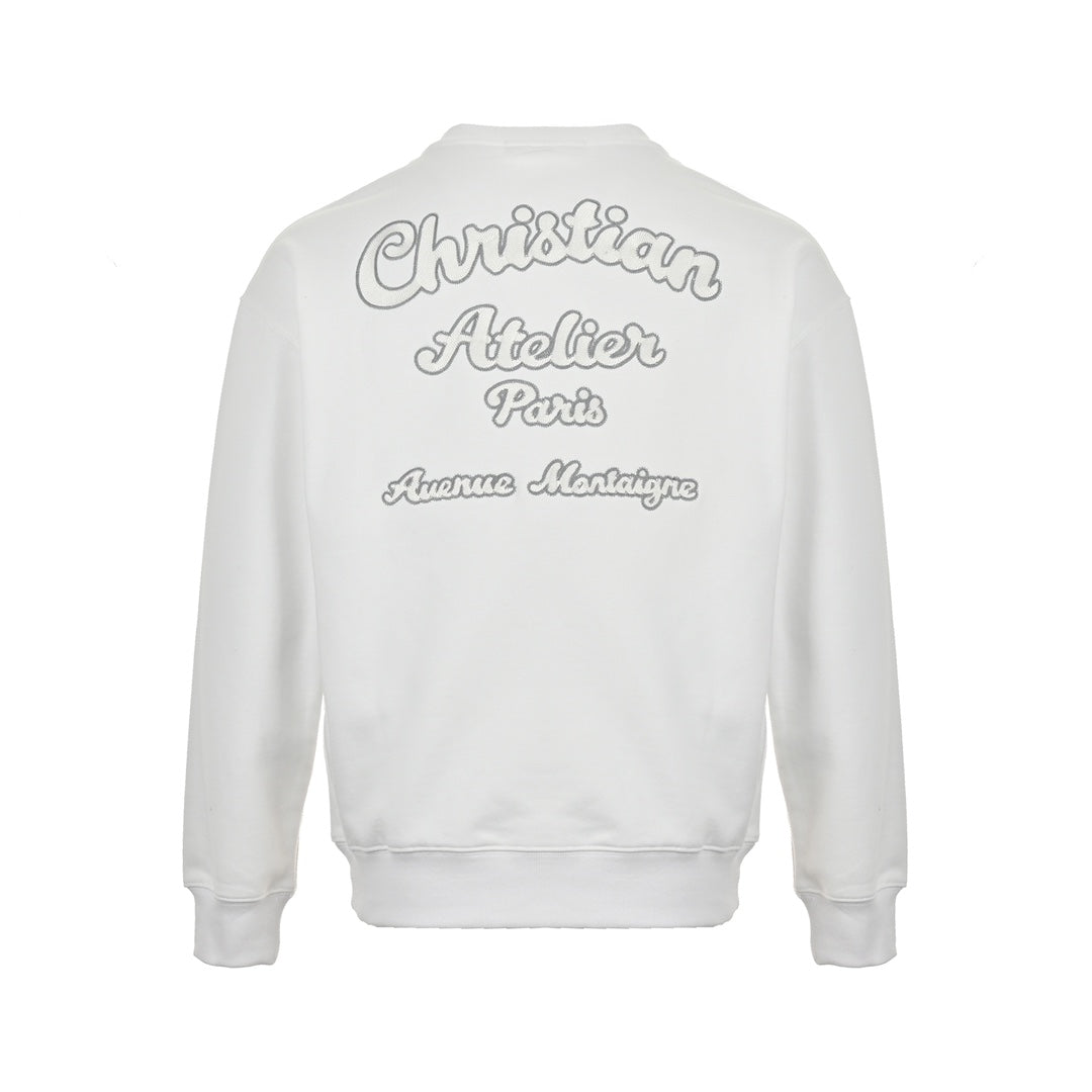 Lettering embroidered crew neck sweatshirt