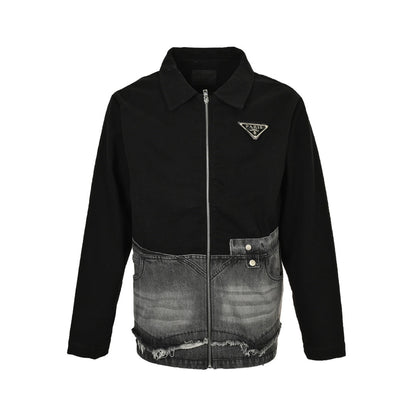 Washed triangle logo denim jacket