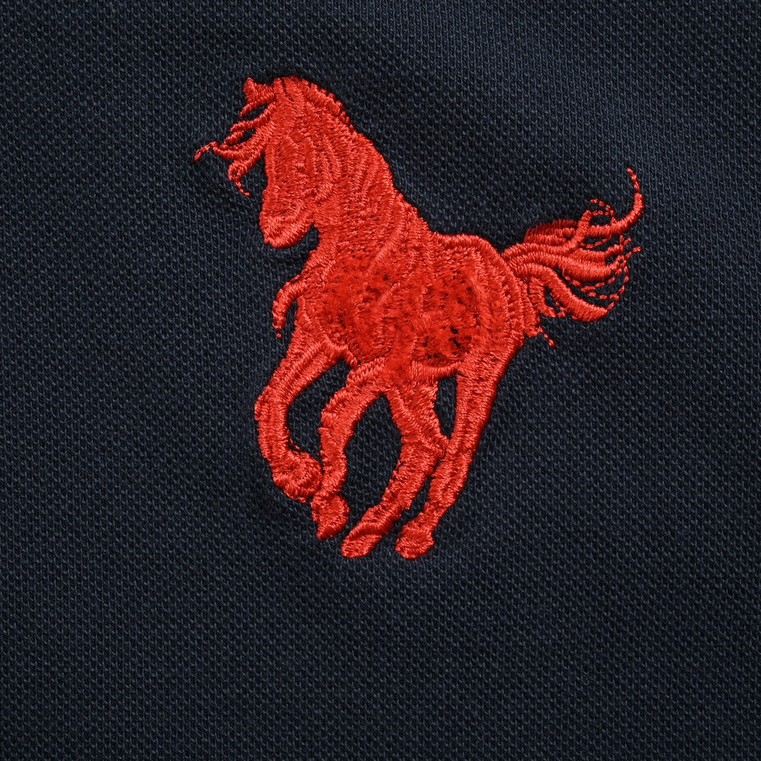 Horse embroidered outline Polo short sleeve