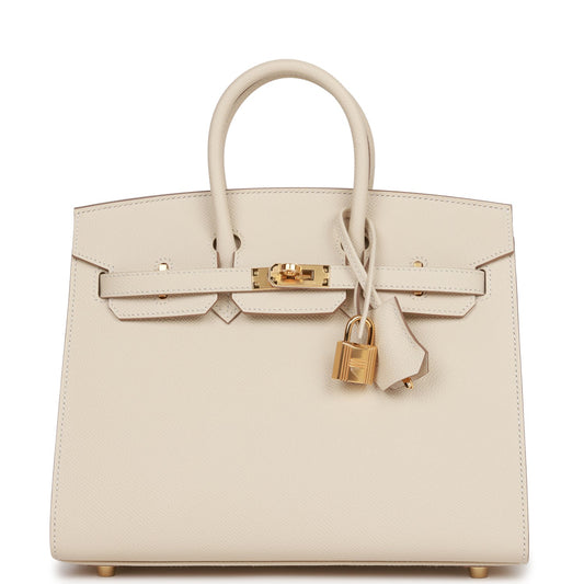 Birkin Sellier 25 Craie Epsom Gold Hardware