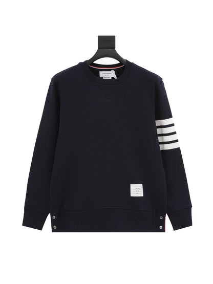 Four-bar crewneck sweater