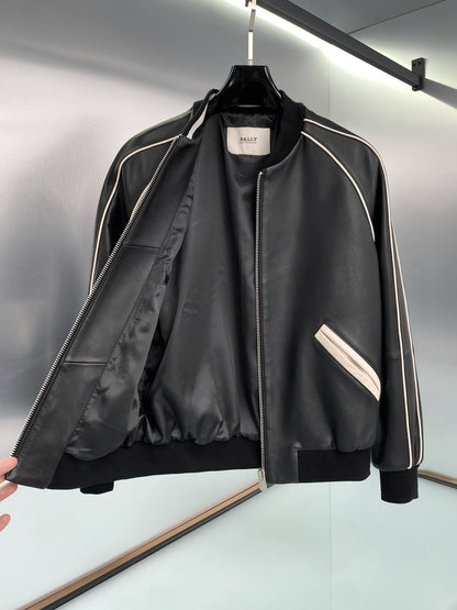 leather jacket with collar