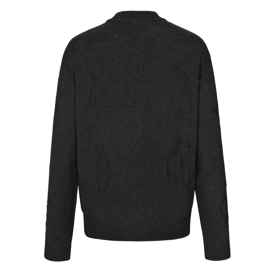 Half-zip sweater with dark jacquard pattern