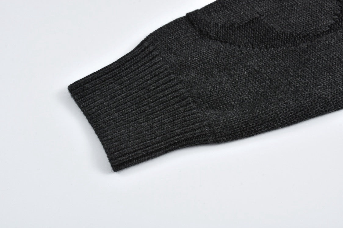 Half-zip sweater with dark jacquard pattern