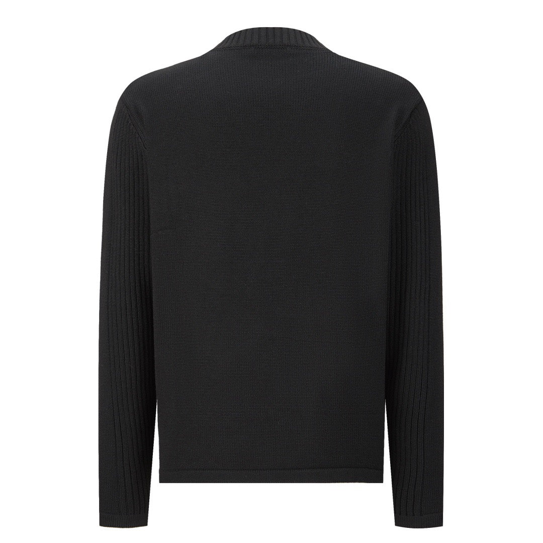 Nylon Pocket Panel Crew Neck Sweater