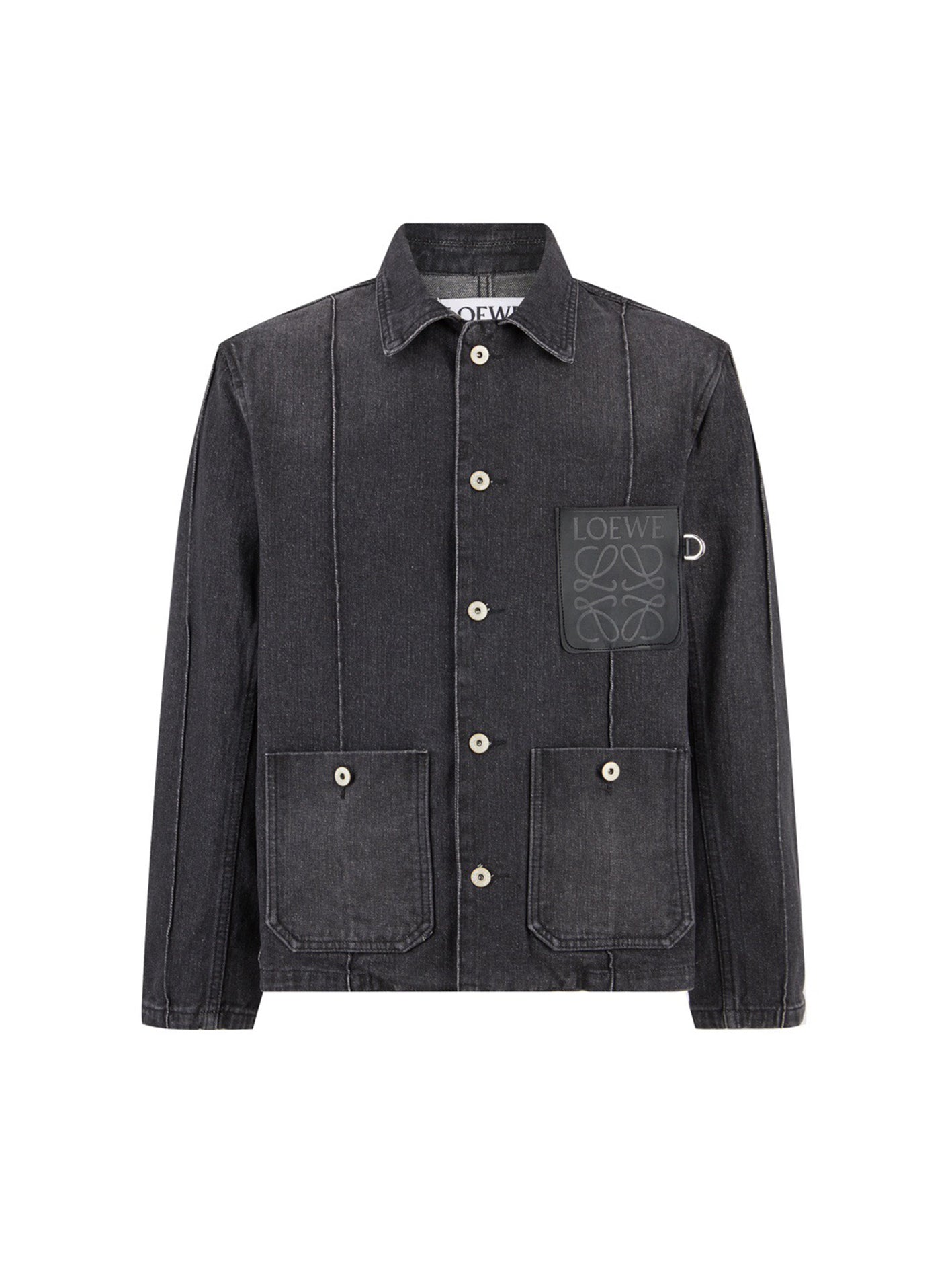 Leather label work denim jacket