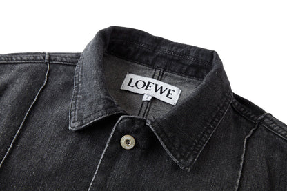 Leather label work denim jacket