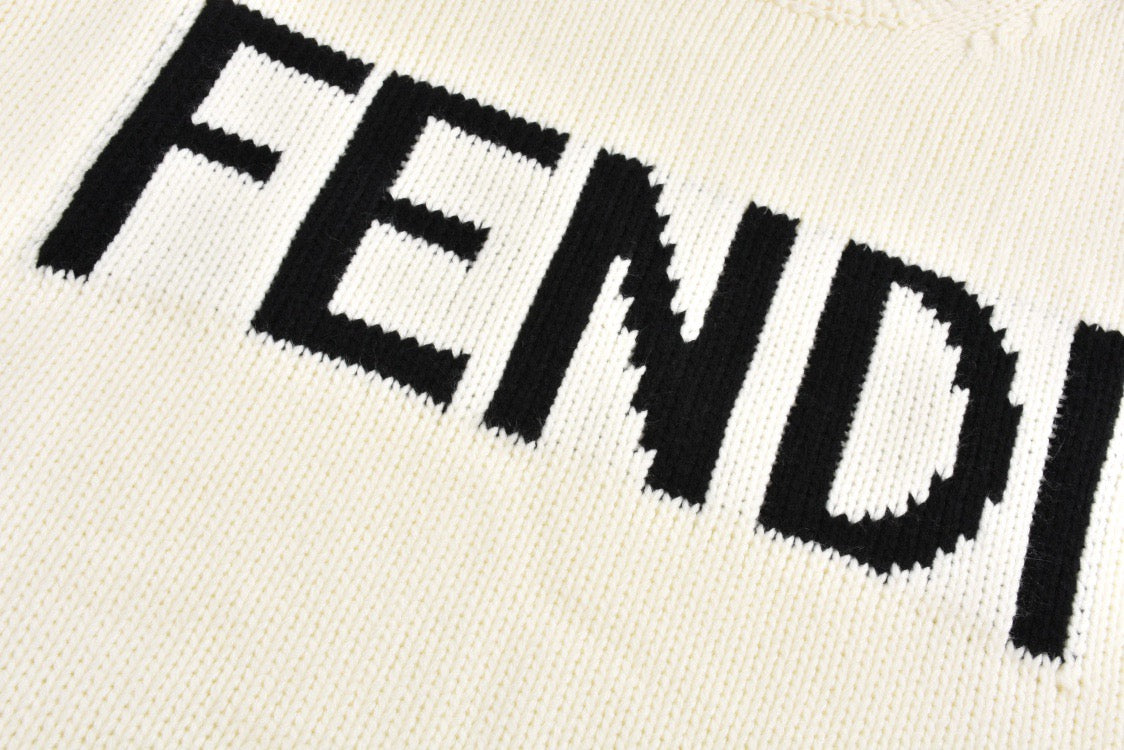 Lettering jacquard crew neck sweater