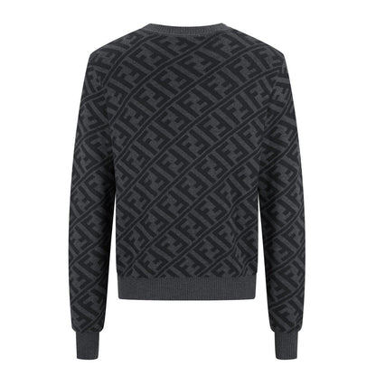 Twill all over print crew neck sweater