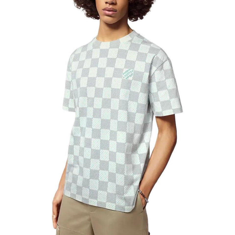 Simple print T-shirt with stand collar