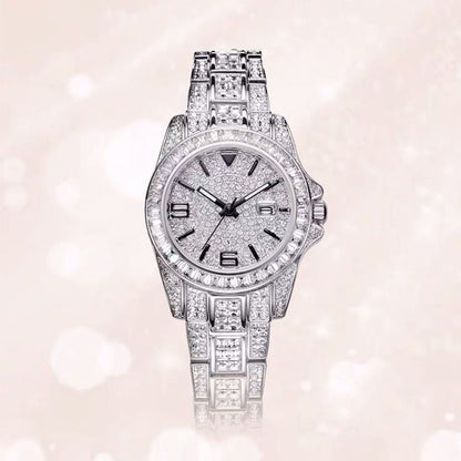 Full diamond light luxury steel watch